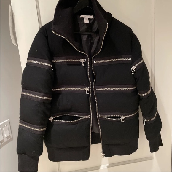 Zipper bubble jacket by slvr adidaswool xs men or s women puffer AS IS